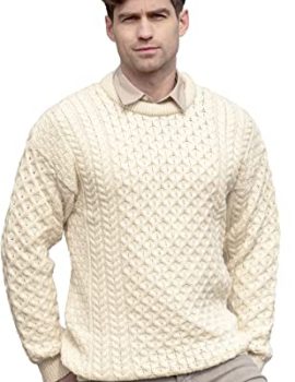 Aran Crafts Unisex Irish Cable Knitted Crew Neck Sweater