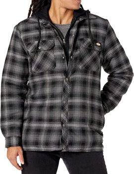 Men’s Relaxed Fleece Hooded Flannel Shirt Jacket